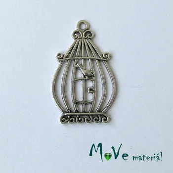 Přívěsek Přívěsek KLEC S PTÁČKEM 33x20mm 1ks, starostříbrná