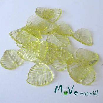 Dětské navlékací korálky Akrylové transparentní lístečky, 20ks, žluté