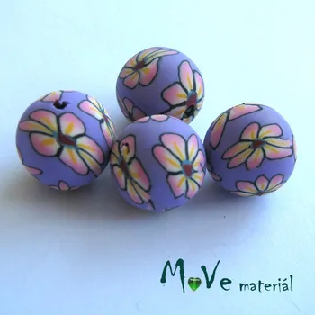 Dětské navlékací korálky Fimo korálky 14mm, 4 kusy, žlutofialové