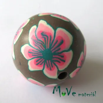 Dětské navlékací korálky Fimo korálek 25mm, 1kus, hnědorůžový