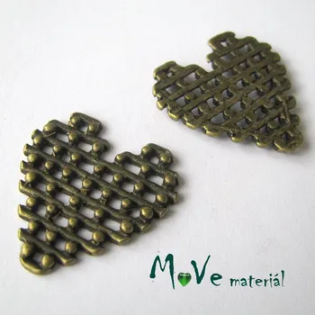 Přívěsek Přívěsek srdce 32x31x2,5mm, 1ks, staromosaz