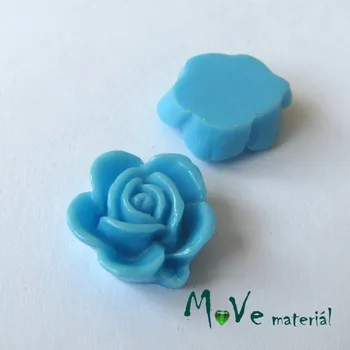 Dětské navlékací korálky Kabošon květ lesklý B5 - resin - 2ks, sv. modrý