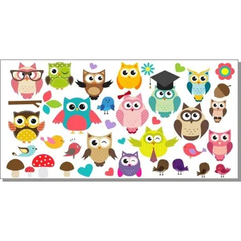 Samolepící dekorace Sovičky samolepka na zeď - S