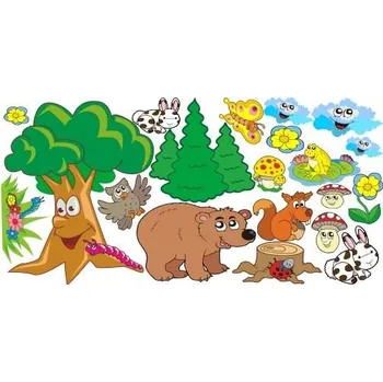 Samolepící dekorace Zvířátka v lese samolepka na zeď - M