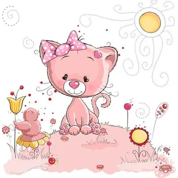 Samolepící dekorace Kočička samolepka na zeď - M