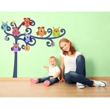 Samolepící dekorace Sovy samolepka na zeď - L