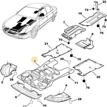 Autodíl Peugeot 607 kryt motoru 7013J3