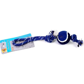 Hračka pro psa Modrý balónek na provazu - 35 cm (Modrý tenisový míček připevněný na silné a odolném bavlněném laně. Délka hračky je 35 cm.)