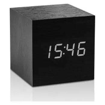 Gingko Cube Black Click Clock LED