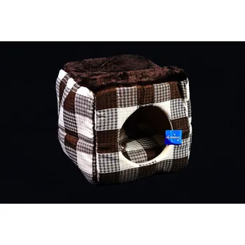 Pelíšek pro psa Hnědobéžový pelíšek / kukaň pro psy - 35x35 cm (Tato netradiční kukaň poskytne vašemu čtyřnohému příteli bezpečný úkryt, pohodlí a pocit bezpečí. Bude se do něj rád vracet a vaše postel či pohovka zůstane už zase jenom vaše.)