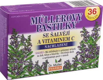 Přírodní produkt Dr. Müller Pharma Müllerovy pastilky se šalvějí a vitaminem C
