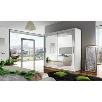 Šatní skříň Skříň Bega VIII 180cm - Skříň dvoudvéřová s posuvnými dveřmi se zrcadlem