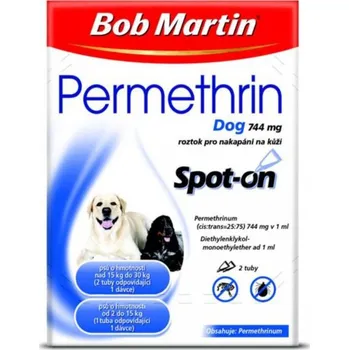 Antiparazitikum pro psa Bob Martin Dog Permethrin Spot-on 2 x 1 ml
