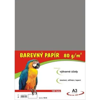 Barevný papír Papír pro VV A3/80g/100ks šedý