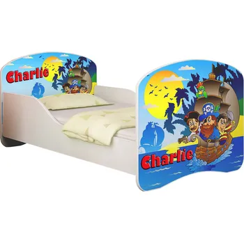 Dětská postel Dětská postel - Piráti + jméno 140x70 cm