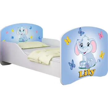 Dětská postel Dětská postel - Modrý sloník + jméno 140x70 cm