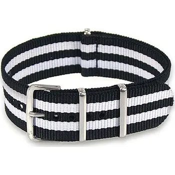 Řemínek na hodinky Řemínek k hodinkám NATO Strap - Bílá / černá šíře 20 mm (2 pruhy)