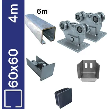 Sestava spodního vedení pro brány do 4m, Zn, 60x60 mm
