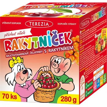 Terezia Rakytníček multivitamínové želatinky višeň 70 ks