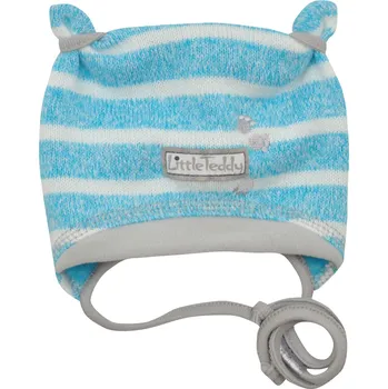 Kojenecké oblečení tyrkysová svetrovinová čepičky s oušky