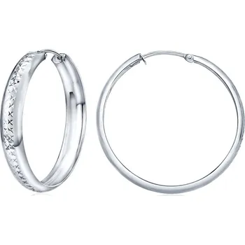 Náušnice Stříbrné náušnice kruhy 30 mm s ozdobným rytím SILVEGOB30564-30p