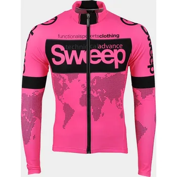 cyklistický dres SWEEP CYKLISTICKÝ DRES ELITE CYKLO-D017 S DLOUHÝM RUKÁVEM RŮŽOVÝ FLUO Varianta: M