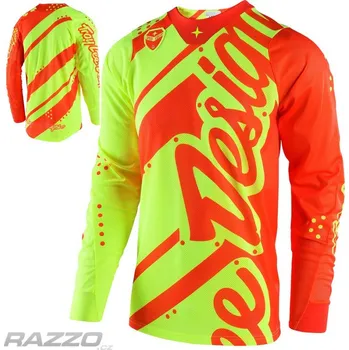 cyklistický dres Pánský dres TroyLeeDesigns SE AIR Jersey Shadow Flo Yellow Orange 2018 M