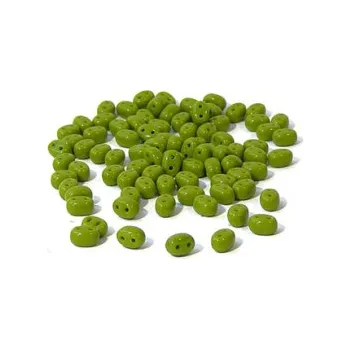 Dětské navlékací korálky Dvoudírkový rokajl olivově zelená 10g