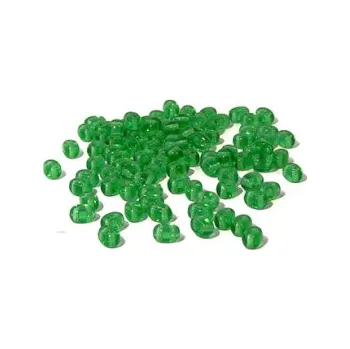 Dětské navlékací korálky Dvoudírkový rokajl světle zelená průhledná 10g