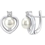 Stříbrné náušnice s pravou přírodní perlou FNJE0596w
