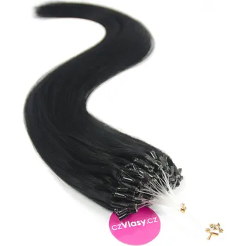 czVlasy.cz Indické vlasy na metodu micro-ring odstín 1 Délka: 40 cm, Hmotnost: 0,8 g/pramínek, REMY
