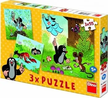 Dino puzzle Krteček a kalhotky 3 x 55 dílků