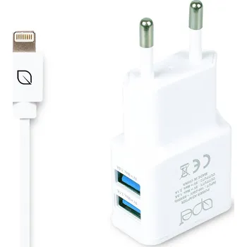 Apei Fast Charge 2x USB adapter + 1x Lightning kabel (15022)