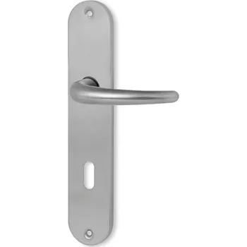 Dveřní kování Dveřní kování METAL TUBE MTS 04 se štítem (Dveřní klika METAL TUBE MTS 04 se štítem s roztečí 72 nebo 90 mm, vhodná pro interiér i exteriér, pro dozický (obyčejný), cylindrický (fab) zámek, nebo s uzamykací páčkou na WC.)