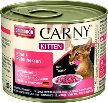 Krmivo pro kočku Animonda Carny Kitten hovězí/krůtí srdce 200 g