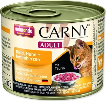 Krmivo pro kočku Animonda Carny Adult konzerva hovězí/kuře/kachní srdíčka