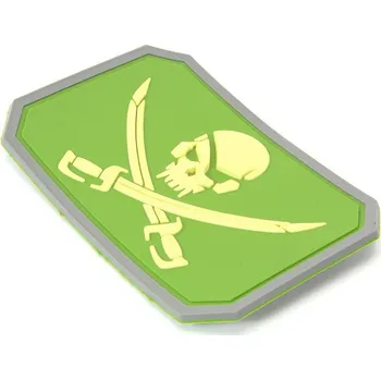 Nášivka EmersonGear PVC 3D nášivka "pirátská lebka" - zeleno/bílá