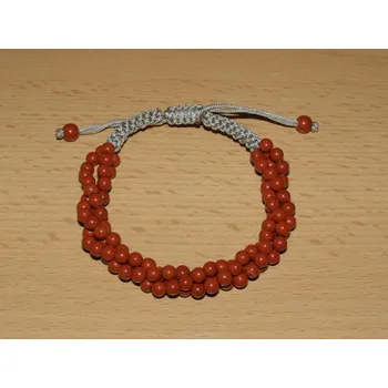 Drahý kámen Jaspis červený - Náramek - spleť kuliček se šňůrkou - knk6