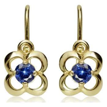 Náušnice Zlatnictví U Kostela Dětské zlaté náušnice modré kytičky 22360978 182588533