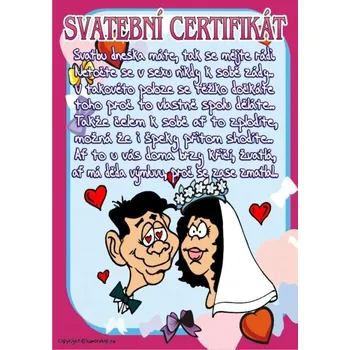 Žertovný předmět Svatební certifikát