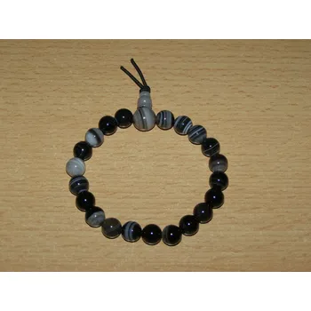 Drahý kámen Achát černý pruhovaný - Energetický náramek