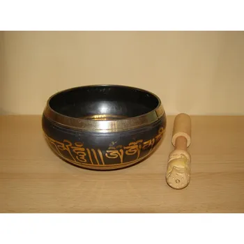 Perkuse Tibetská zpívající mísa - 950 g - tm17 (Odlévaná, se zlatým zdobením)