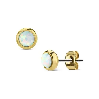 Náušnice Ocelové pozlacené náušnice s bílými opály pro děti