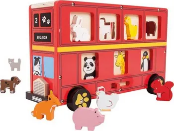 Dřevěná hračka Bigjigs Toys Dřevěný autobus se zvířátky