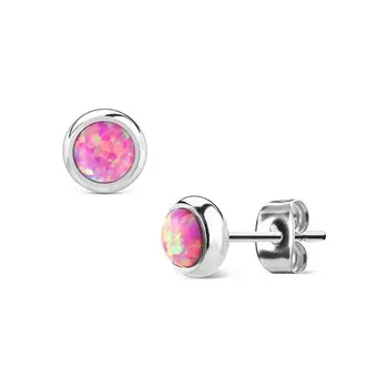 Náušnice Ocelové náušnice s růžovými opály pro děti