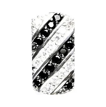 Přívěsek Stříbrný přívěsek, obdélník, čiré a černé zirkony, ID 61211