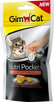 Pamlsek pro kočku GimCat Nutri Pockets losos a Omega-3+6 60 g