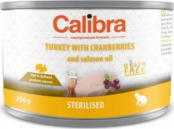 Krmivo pro kočku Calibra Cat Sterilised konzerva Turkey/Cranberries and Salmon Oil 200 g