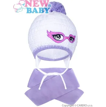 Kojenecká čepice Čepička zimní se šálou New Baby brýle fialová (Pletená zimní čepička se šálou)