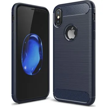 Pouzdro na mobilní telefon Odolný kryt s karbonovým vzorem pro iPhone X / XS - modrý
